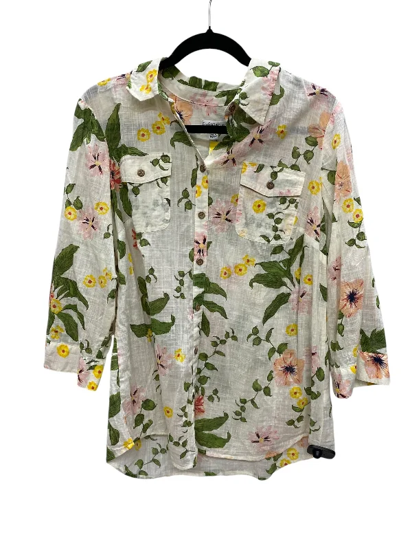 Top Long Sleeve By Croft And Barrow In Floral Print, Size: Xl Vacation