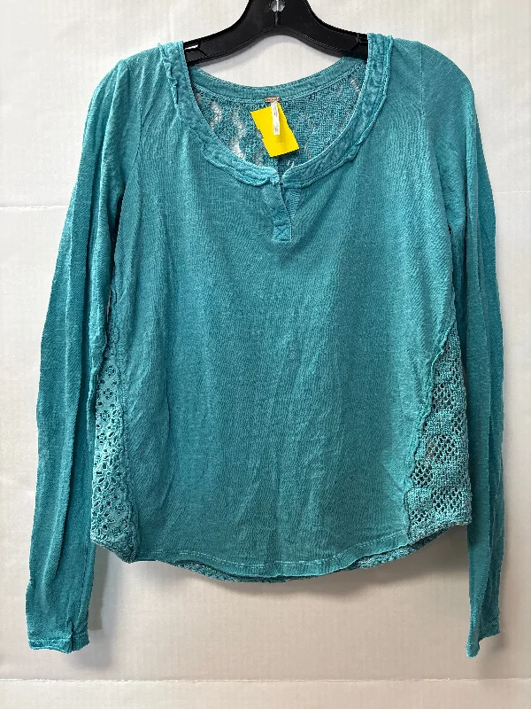 Top Long Sleeve By Free People In Teal, Size: Xs Cozy Men's Winter