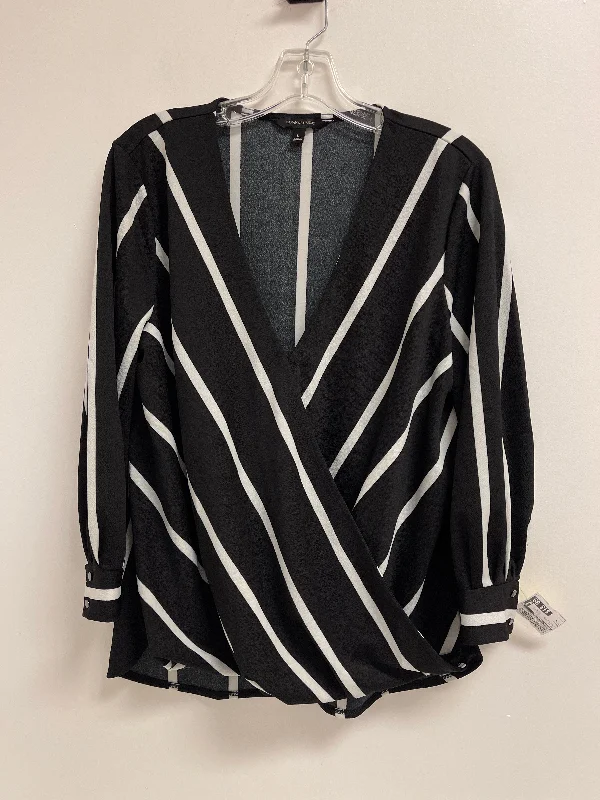 Top Long Sleeve By Banana Republic In Black & White, Size: L Sporty Men's Athleisure 