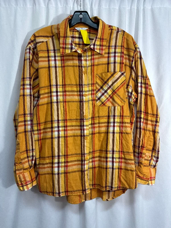 Top Long Sleeve By Time And Tru In Yellow, Size: L Bold Men's Animal