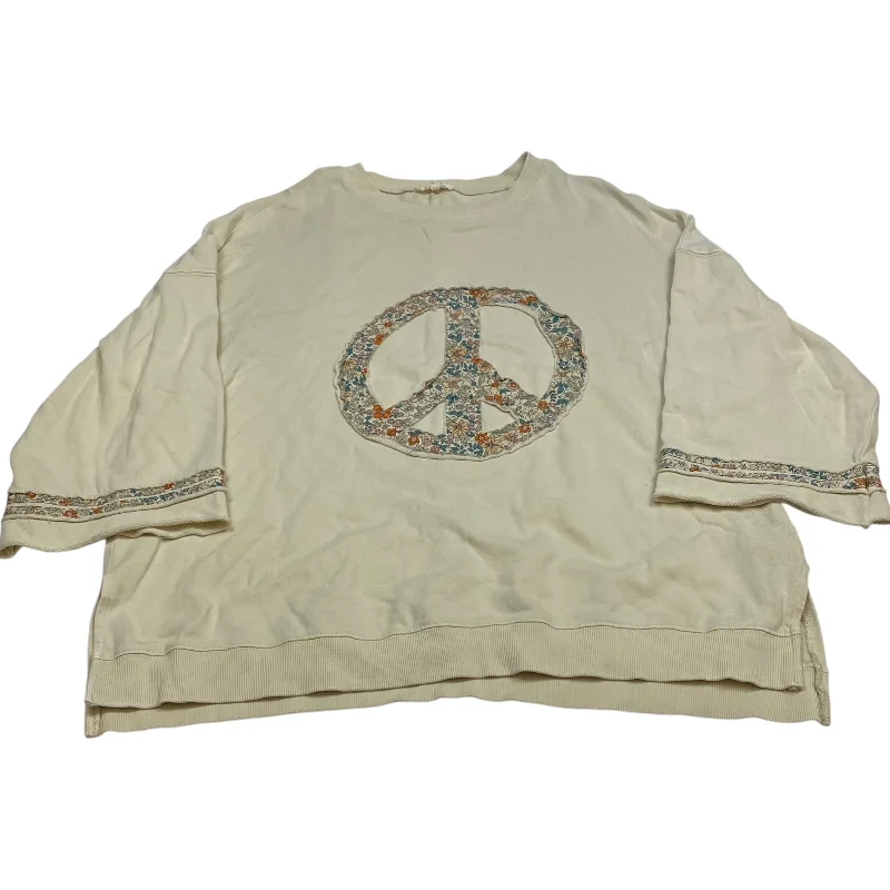 Top 3/4 Sleeve By Easel In Cream, Size: S Casual Men's Loose