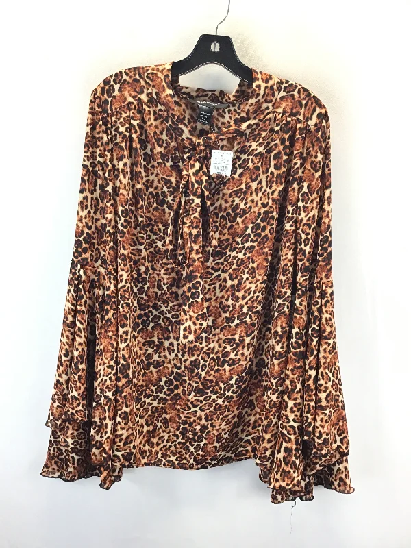 Top Long Sleeve By Ashley Stewart In Animal Print, Size: 14 Streetwear Style