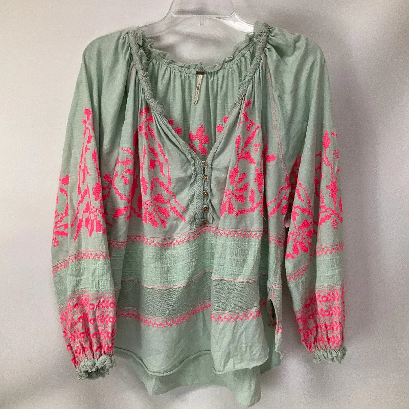 Top Long Sleeve By Free People In Blue & Pink, Size: S Luxurious Men's High