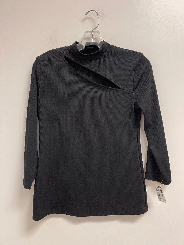 Top Long Sleeve By Carmen By Carmen Marc Valvo In Black, Size: S Sporty Men's Athleisure 