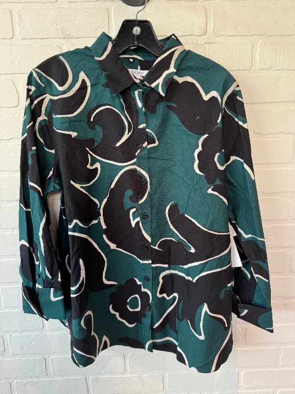 Top Long Sleeve By Chicos In Black & Green, Size: L Confident Men's Power