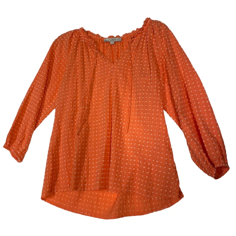 Top Long Sleeve By Loft In Orange, Size: Xs Polished Men's Silk